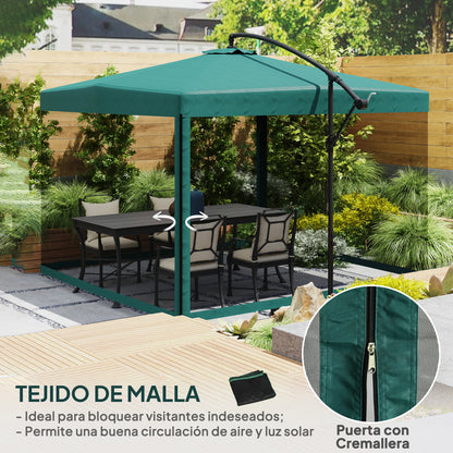 Outsunny Parasol Excéntrico Ø295 Cm Con Ángulo Ajustable Base Cruzada Verde_5