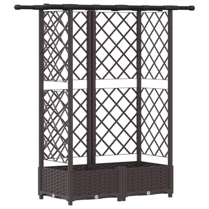 Cama Elevada Con Trellis Y Techo Marrón 124 X 40 X 121 Cm Pp_0