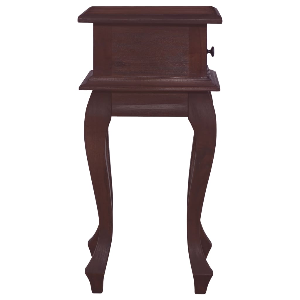 Mesita De Noche Clásica Madera Maciza Caoba Marrón 35x30x60 Cm_1