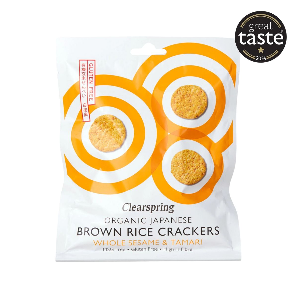 Bolachas biológicas de arroz integral e sésamo Clearspring 40g