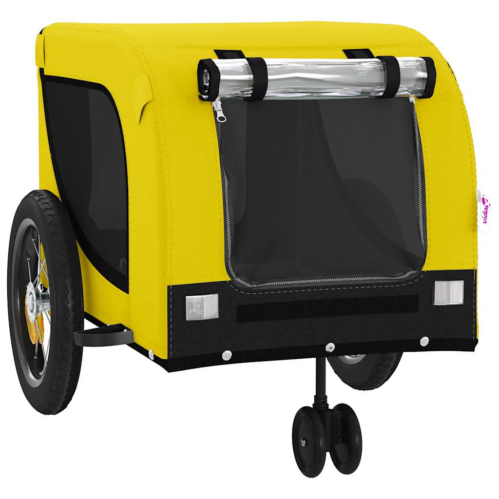 Remolque Bicicleta Mascotas Hierro Tela Oxford Amarillo Negro_3