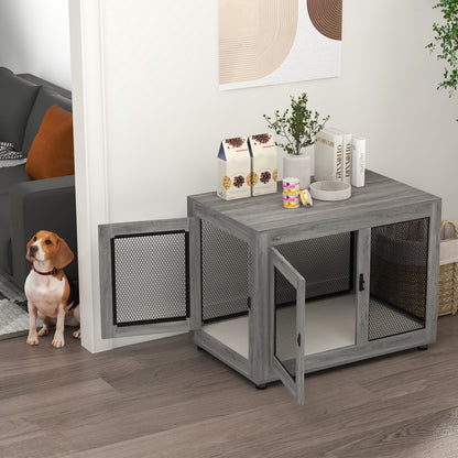 Pawhut Jaula Para Perros Grandes Estilo Mueble 94x60x71,5 Cm Gris_4