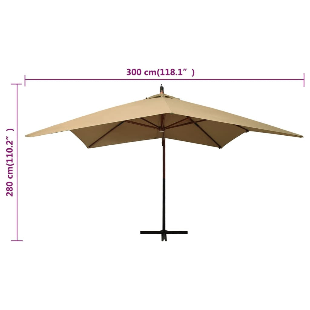 Vidaxl Sombrilla Colgante Con Palo De Madera Taupe 300 Cm_2