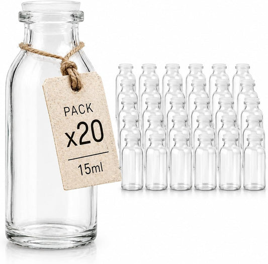 Pack 20 Botellas Cristal 15 ml | Tapón Obturador | Viales Rellenables | Aceites y Cosmética_0