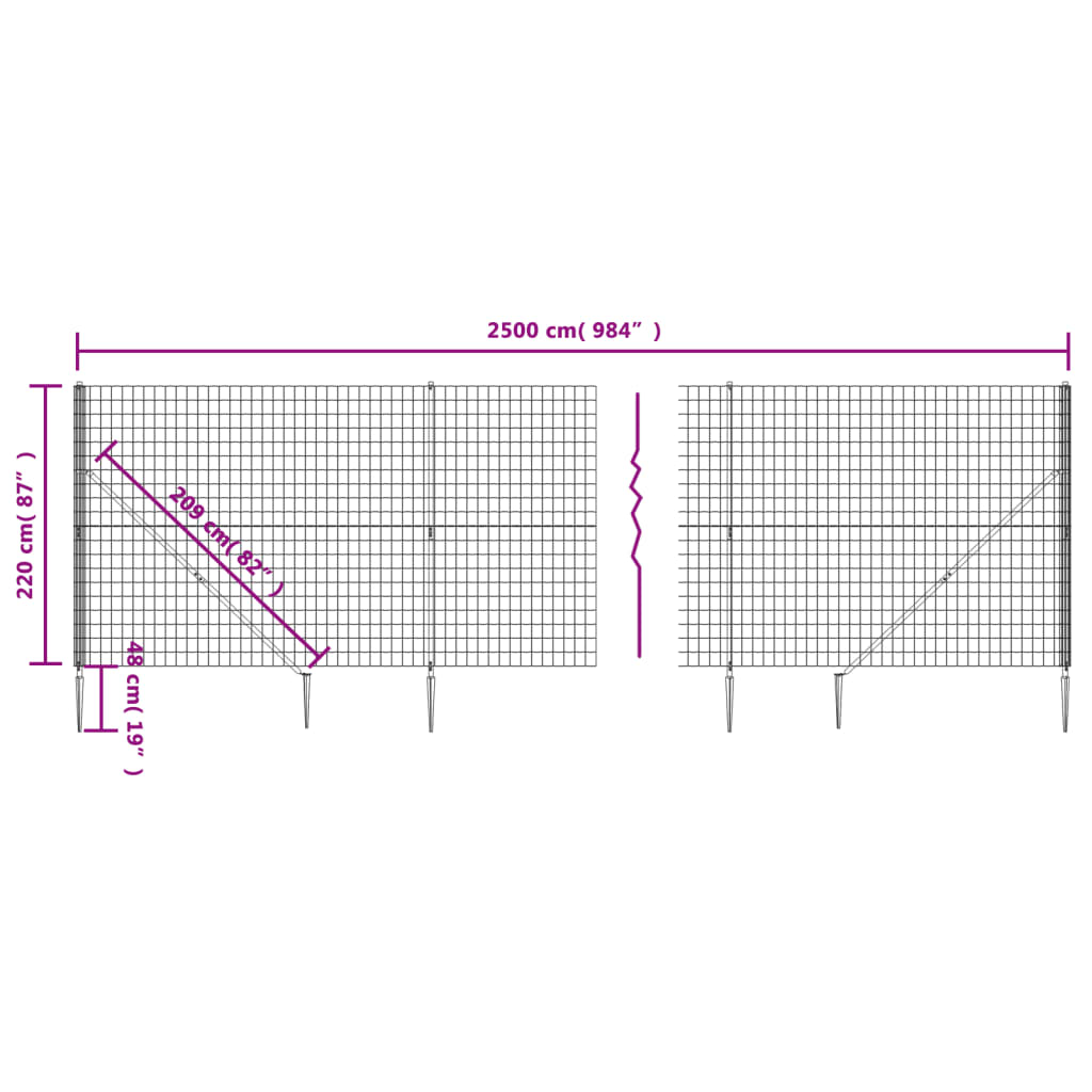 Cerca De Alambre Con Pinchos De Anclaje Verde 2,2x25 M / Vetonek_1