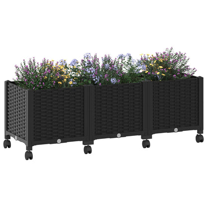 Macetero De Jardín Con Ruedas Negro 120 X 40 X 44 Cm Pp_2