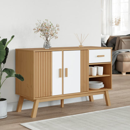 Aparador Olden Madera Maciza Pino Blanco Y Marrón 114x43x73,5cm / Vetonek_4