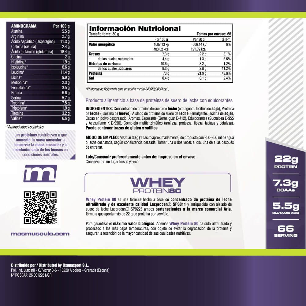 Whey Protein80 - 2 Kg - Bombón Rocher - Aumenta La Masa Muscular - Masmusculo_4