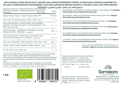 Amla En Polvo Bio | Samskara | Para Cabello Y Piel | Fuente Natural De Vitamina C, Colágeno Y Calcio - 500g_1