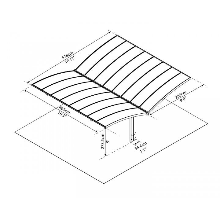 Carport Arizona Breeze garagem dupla em alumínio 578x495 cm Canopia da Palram