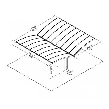 Carport Arizona Breeze garagem dupla em alumínio 578x495 cm Canopia da Palram