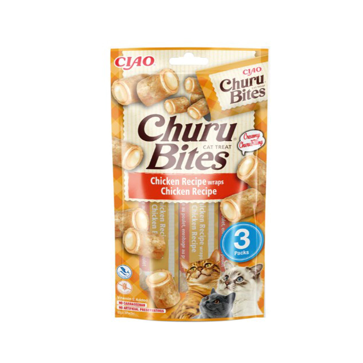 Churu Cat Bites Receita de Frango Snack para Gatos 3 x 10 g