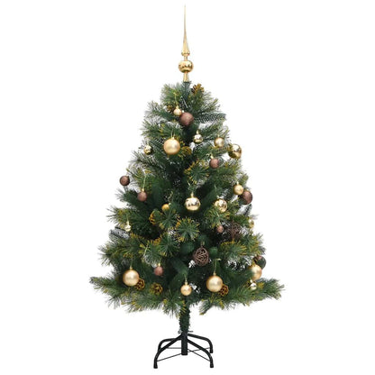 Vidaxl Árbol Navidad Artificial Con Bisagras 150 Led Y Bolas 120 Cm_3