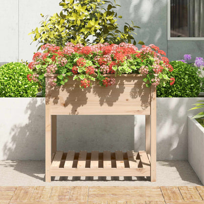 Jardinera Con Estante Madera Maciza De Pino 82,5x82,5x81 Cm_2