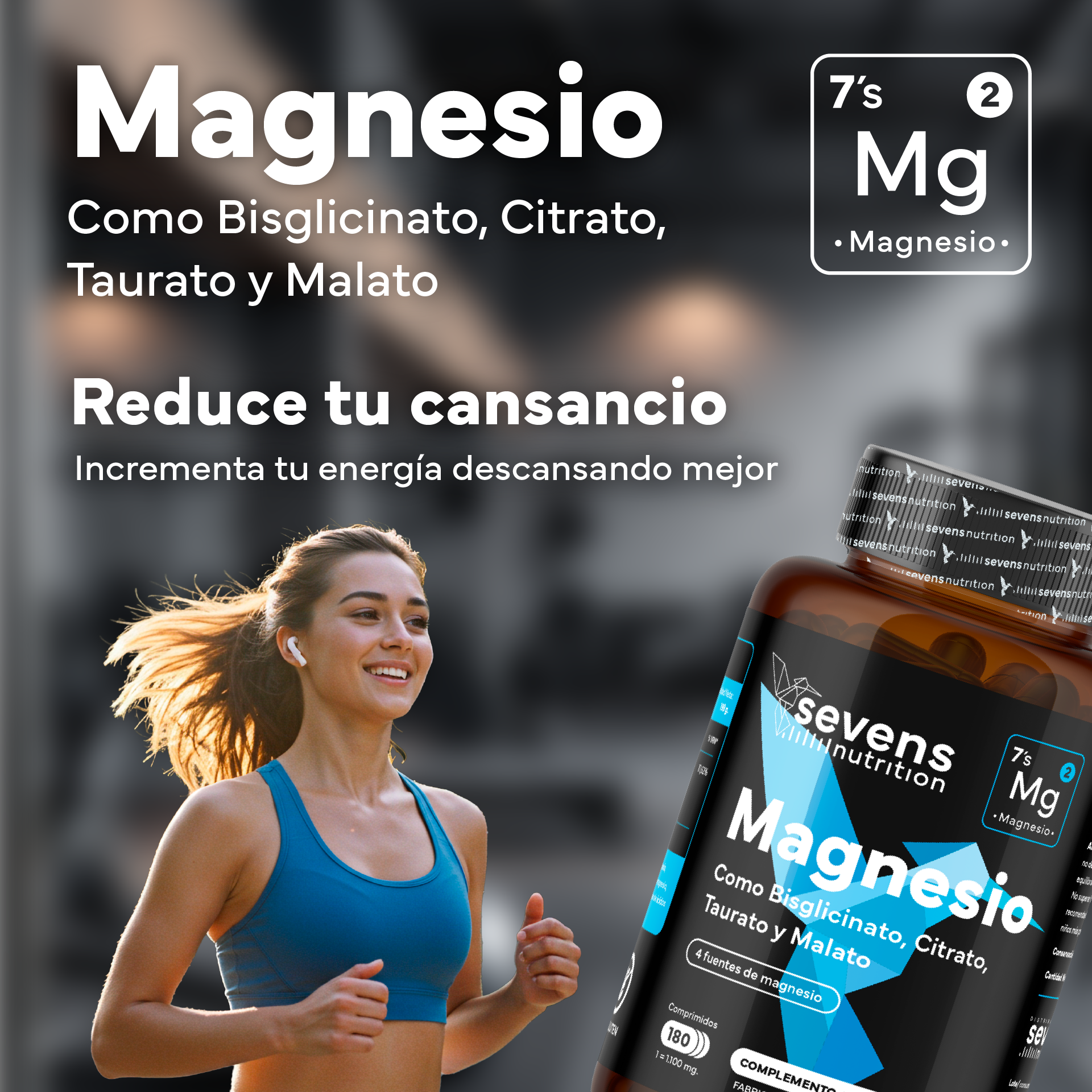 Pack 2x Magnesio (bisglicinato, Citrato, Taurato Y Malato). Sevens Nutrition. Energía, Rendimiento Y Descanso_1