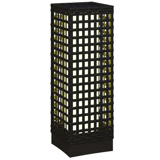 Outsunny Linterna De Jardín De Ratán Sintético Con Luces 15,5x15,5x46 Cm Negro_0