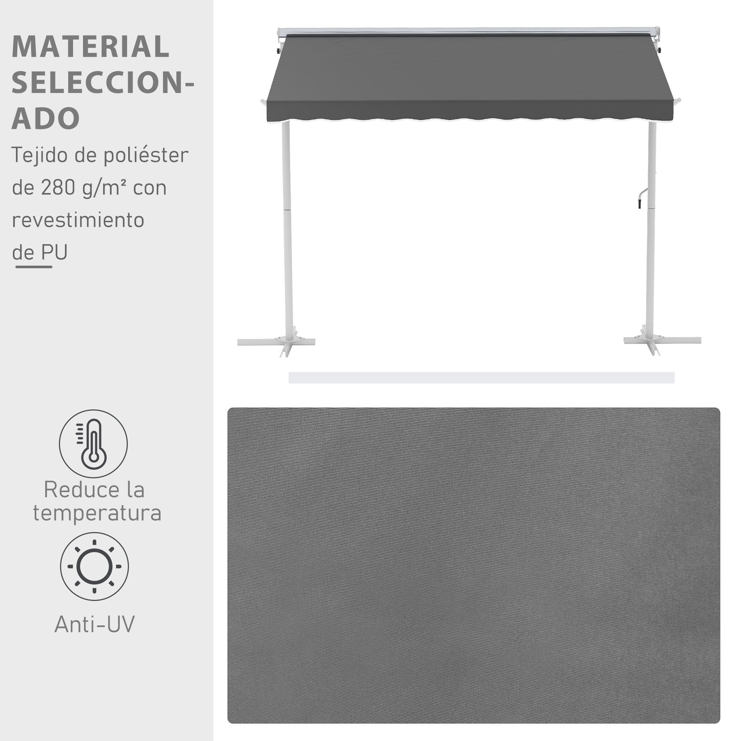 Outsunny Toldo De Pie 300x295x255 Cm Ajustable Portátil Poliéster Jardín Terraza_5