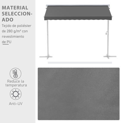Outsunny Toldo De Pie 300x295x255 Cm Ajustable Portátil Poliéster Jardín Terraza_5