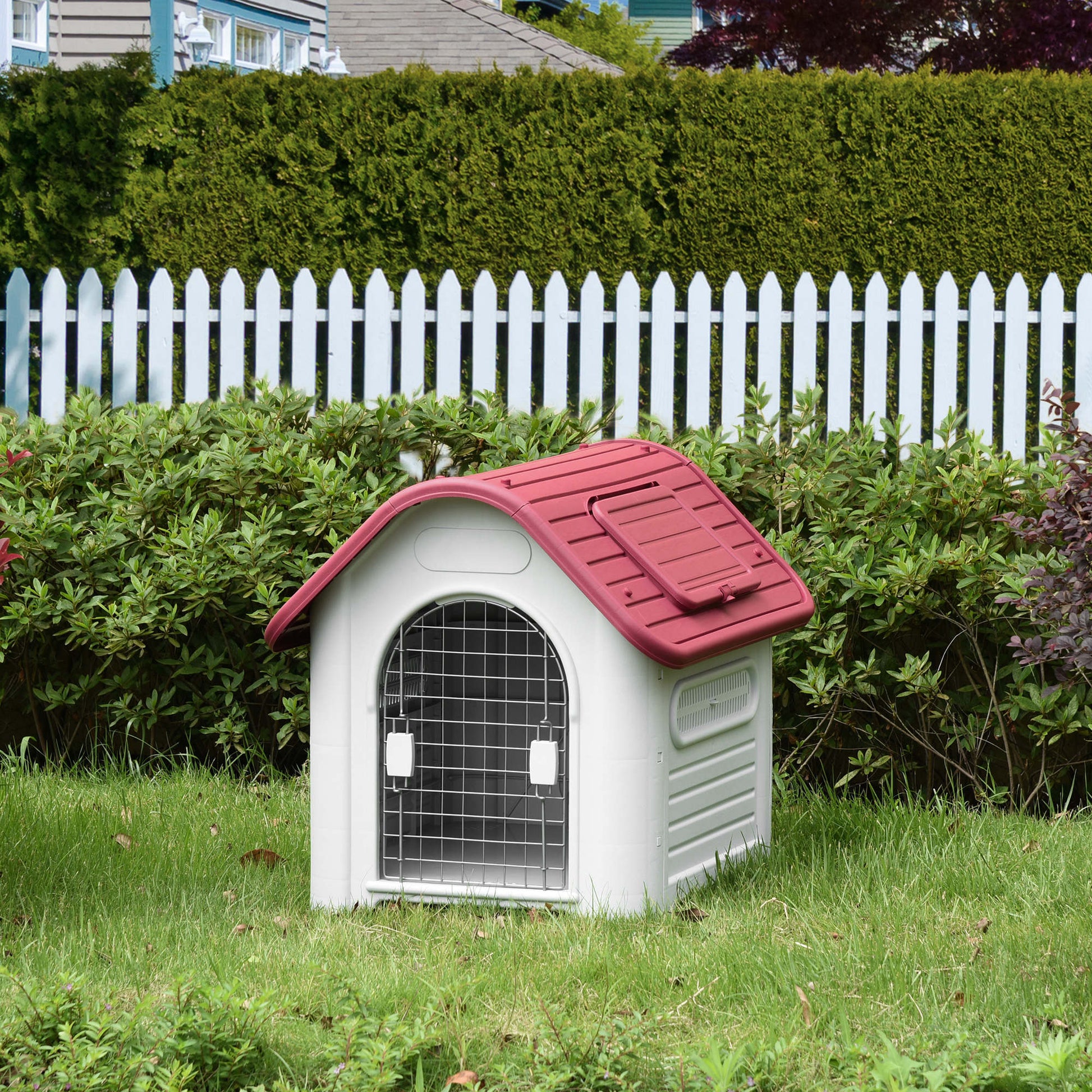 Pawhut Caseta De Perro Con 3 Respiraderos Puerta Ventana Para Jardín Terraza_3
