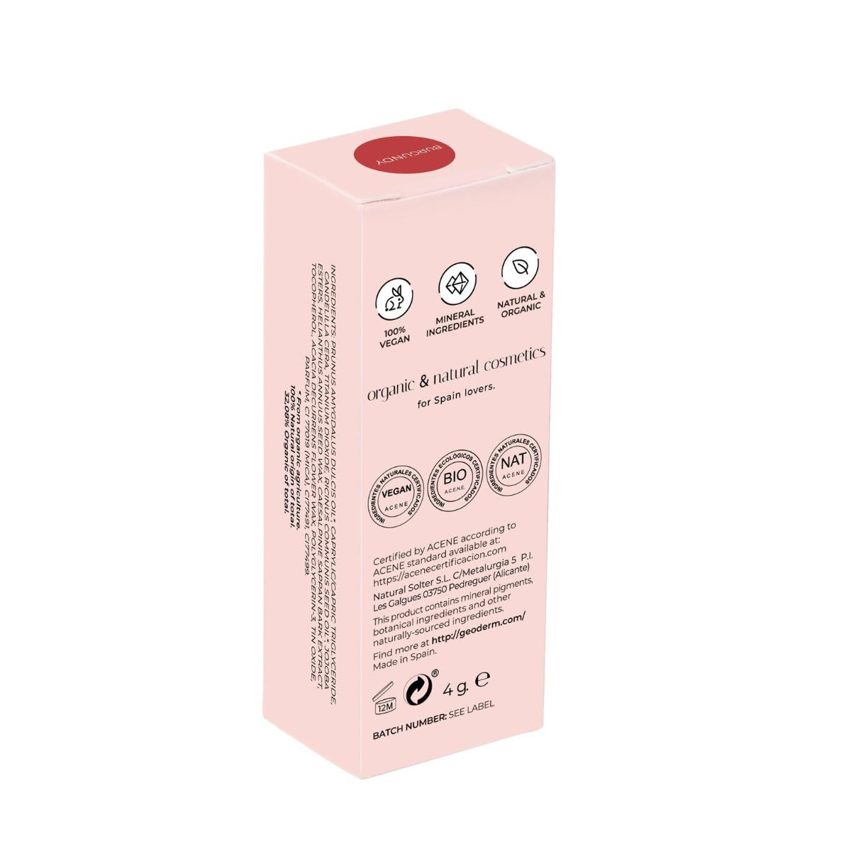 Batom Borgonha/Bordeaux (Bio e Vegan) Geoderm 4 g