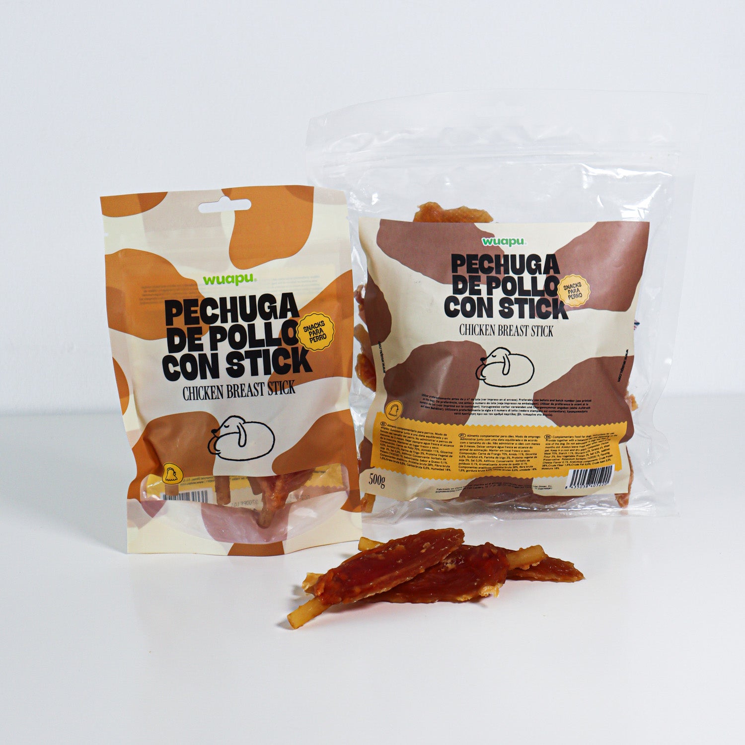 Snack Para Perro En Stick Sabor Queso Con Pollo Desecado Wuapu 500gr_0