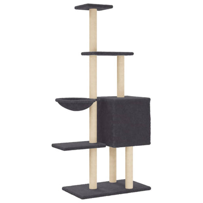 Rascador Para Gatos Con Postes De Sisal Gris Oscuro 145 Cm_5