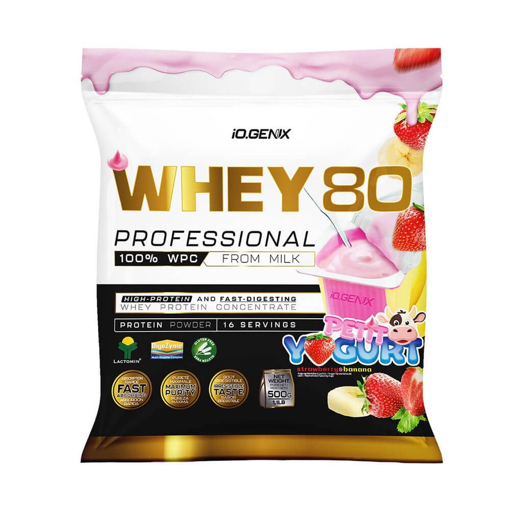 Whey 80 Profesional - 500g - Fresa Banana - Proteina De Suero Whey - Io.genix_0
