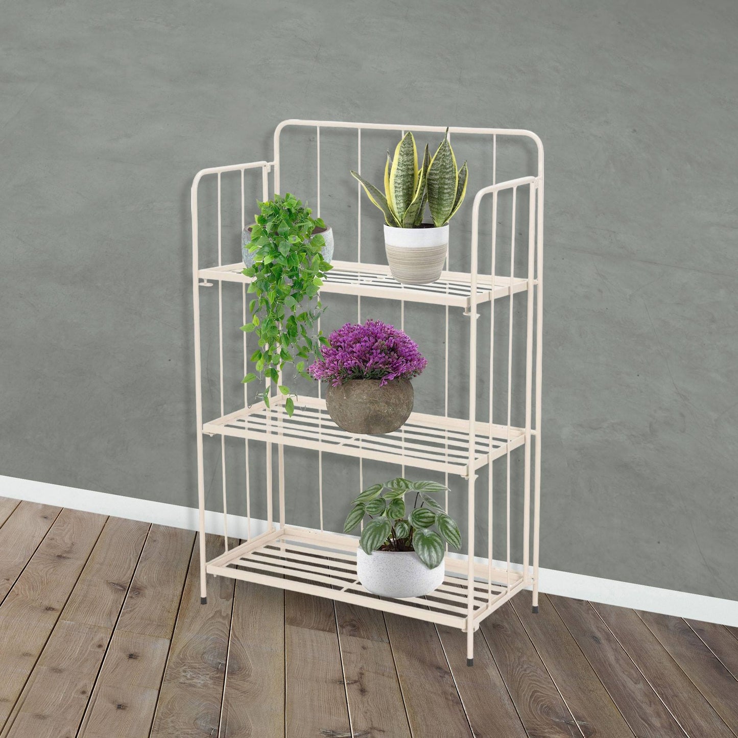 Well Home - Jardinera 3 Niveles Metal Caliza Diseño Plegable H.90cm._3
