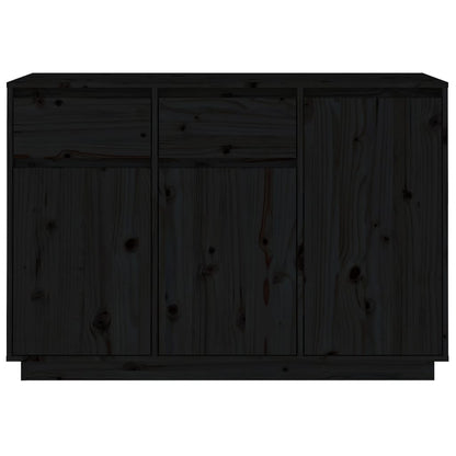 Aparador De Madera Maciza De Pino Negro 110x34x75 Cm_2