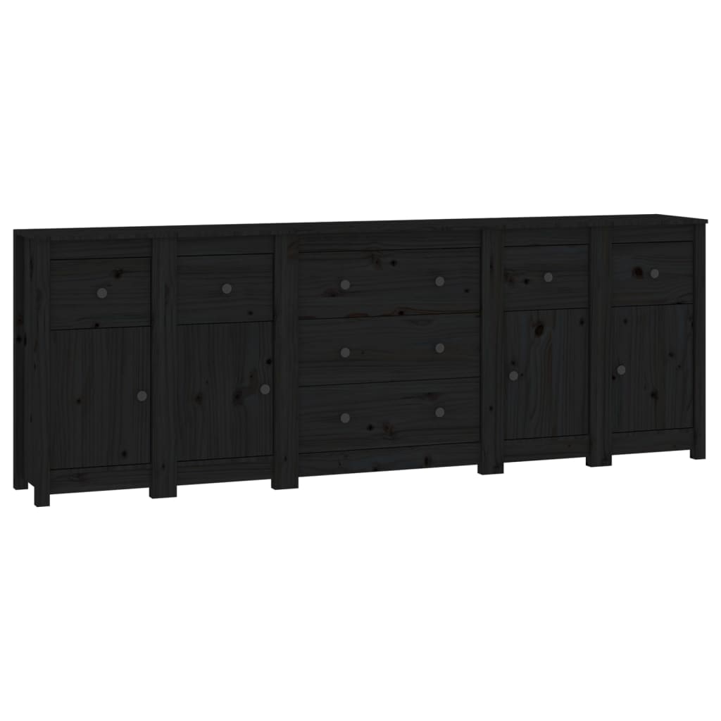 Aparador De Madera Maciza De Pino Negro 230 X 35 X 80 Cm_1