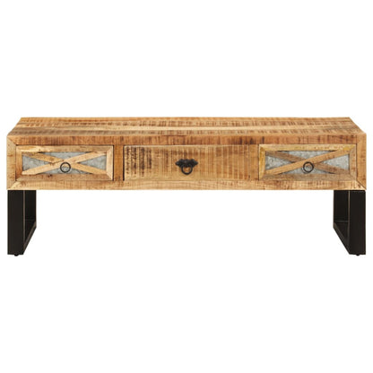 Mesa De Centro De Madera Maciza De Mango 110x50x38 Cm_0