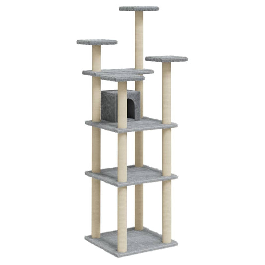 Vidaxl Rascador Para Gatos Con Postes De Sisal Gris Claro 171 Cm_0