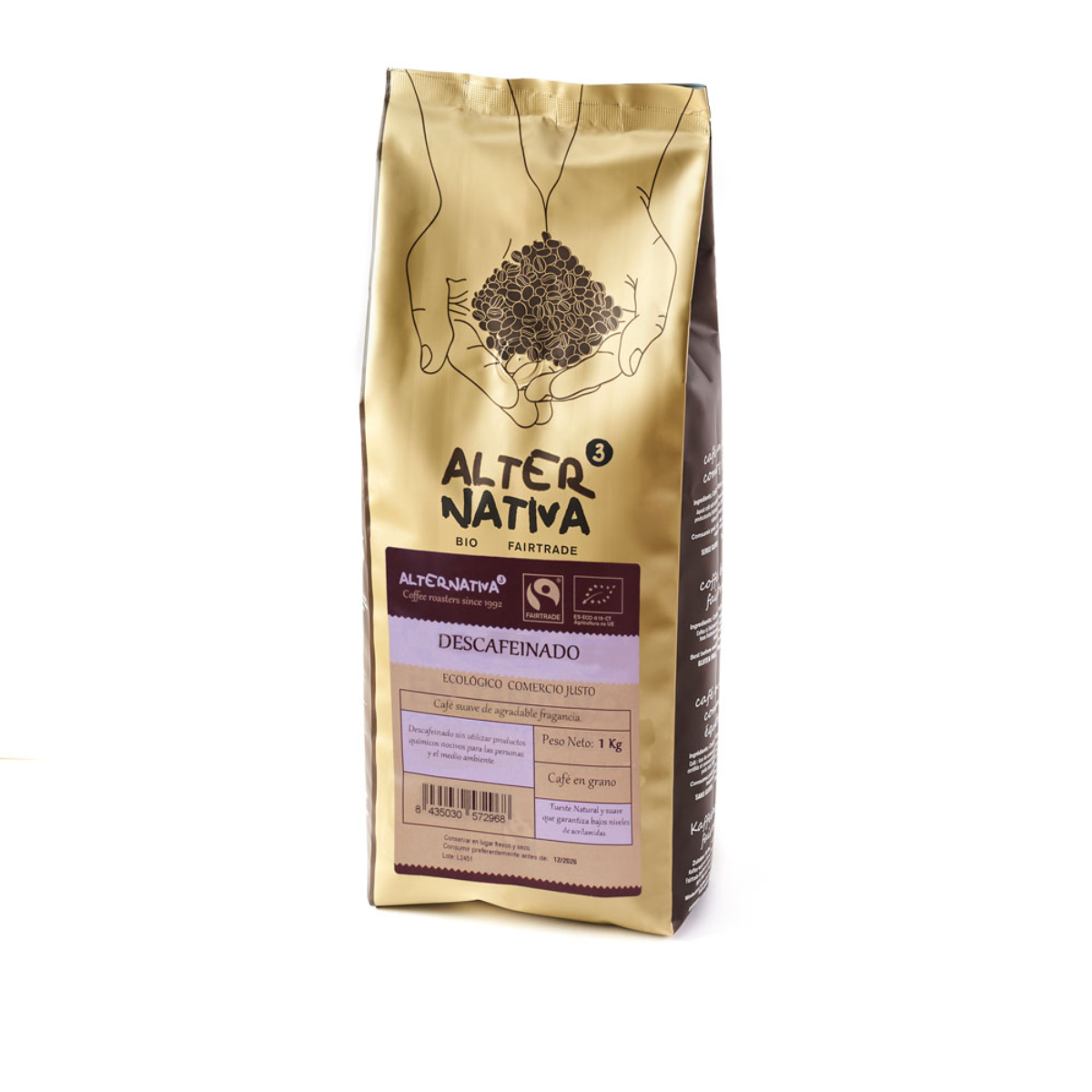 Alternativa Fairtrade Biológica 3 Grãos de Café Descafeinado 1 kg
