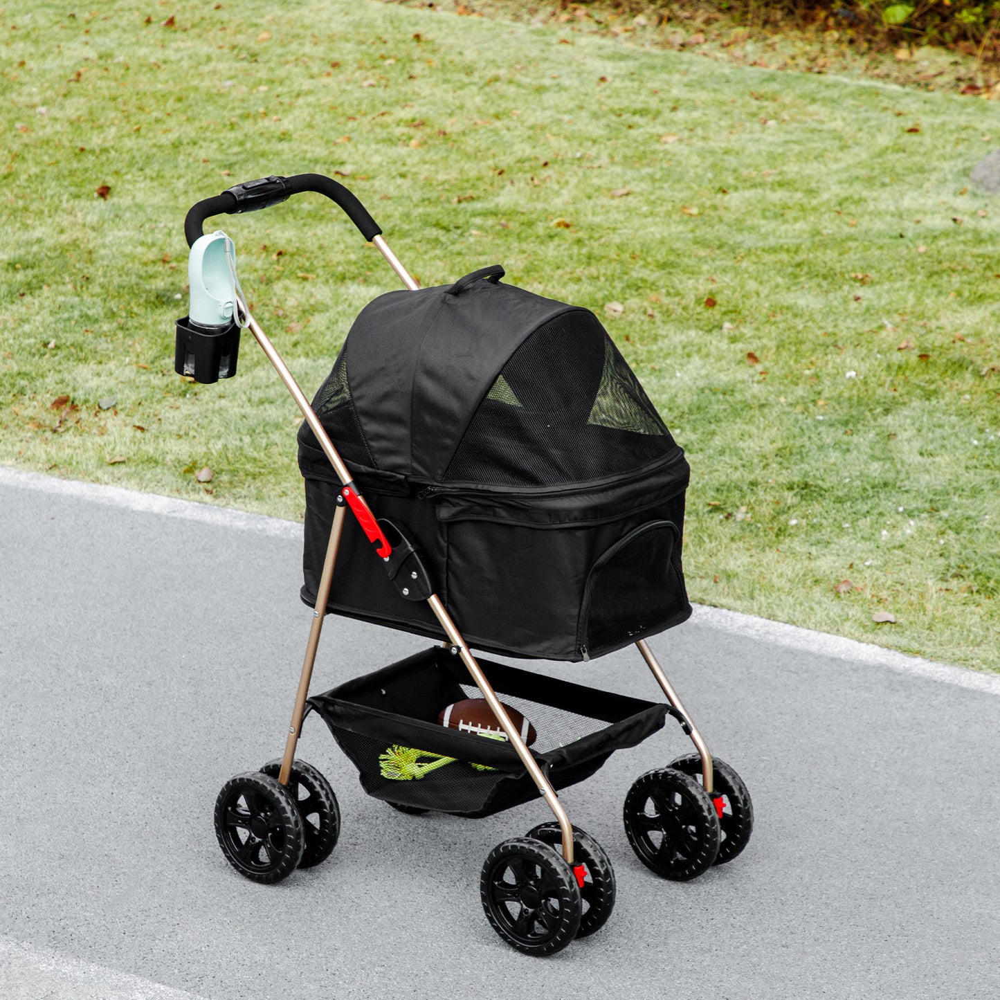 Pawhut Carrito Para Perros Plegable 3 En 1 Con Cesta De Almacenaje 76x50x102 Cm_1