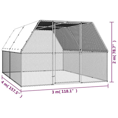 Vidaxl Jaula Gallinero De Acero Galvanizado 3x4x2 M_2