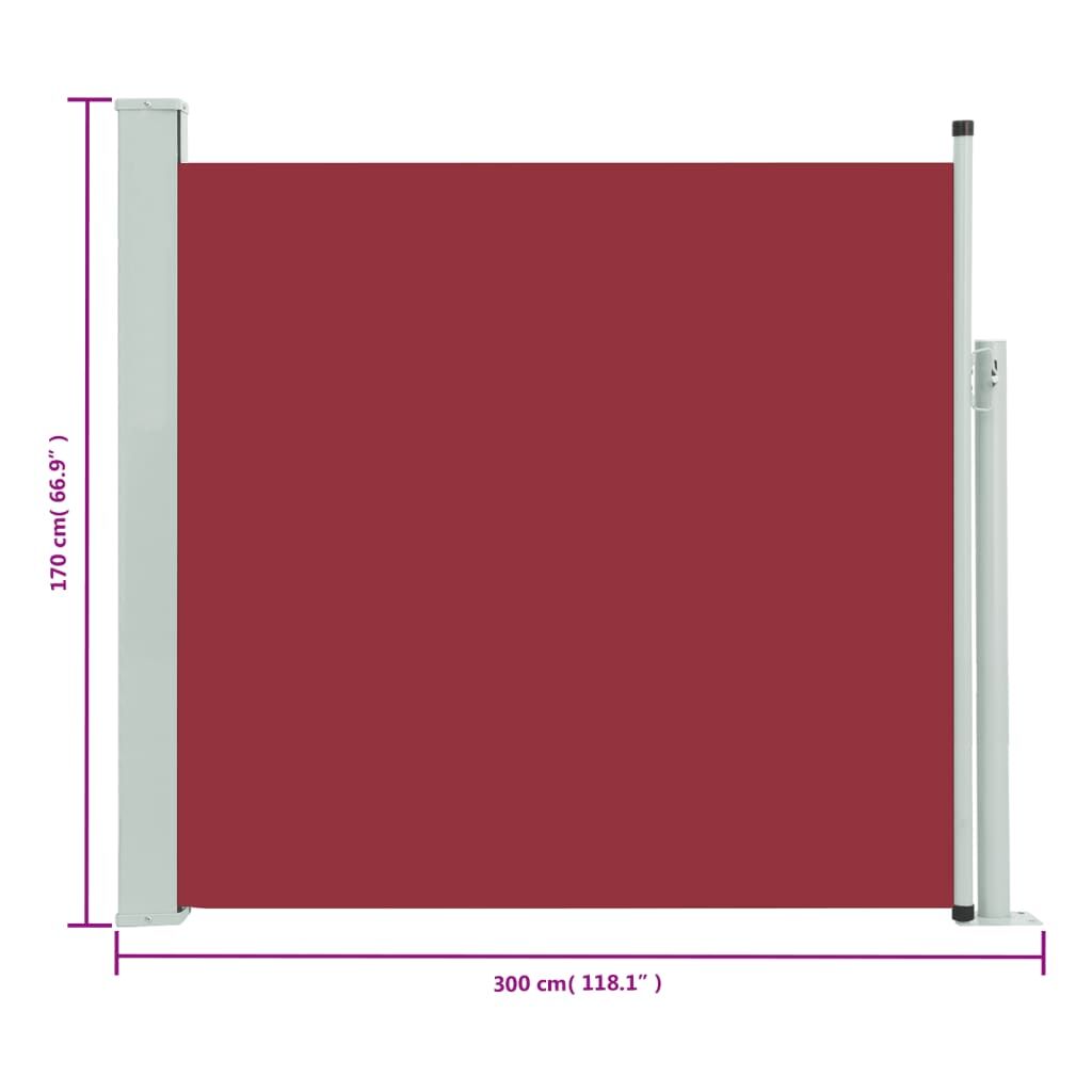Vidaxl Toldo Lateral Retráctil De Jardín Rojo 170x300 Cm_2