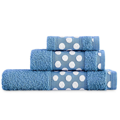 Juego De 3 Toallas De Baño De Algodón De Rizo 450 Gr/m2, De 50x30; 100x50; 150x100 Cm., Color Azul Medio_0