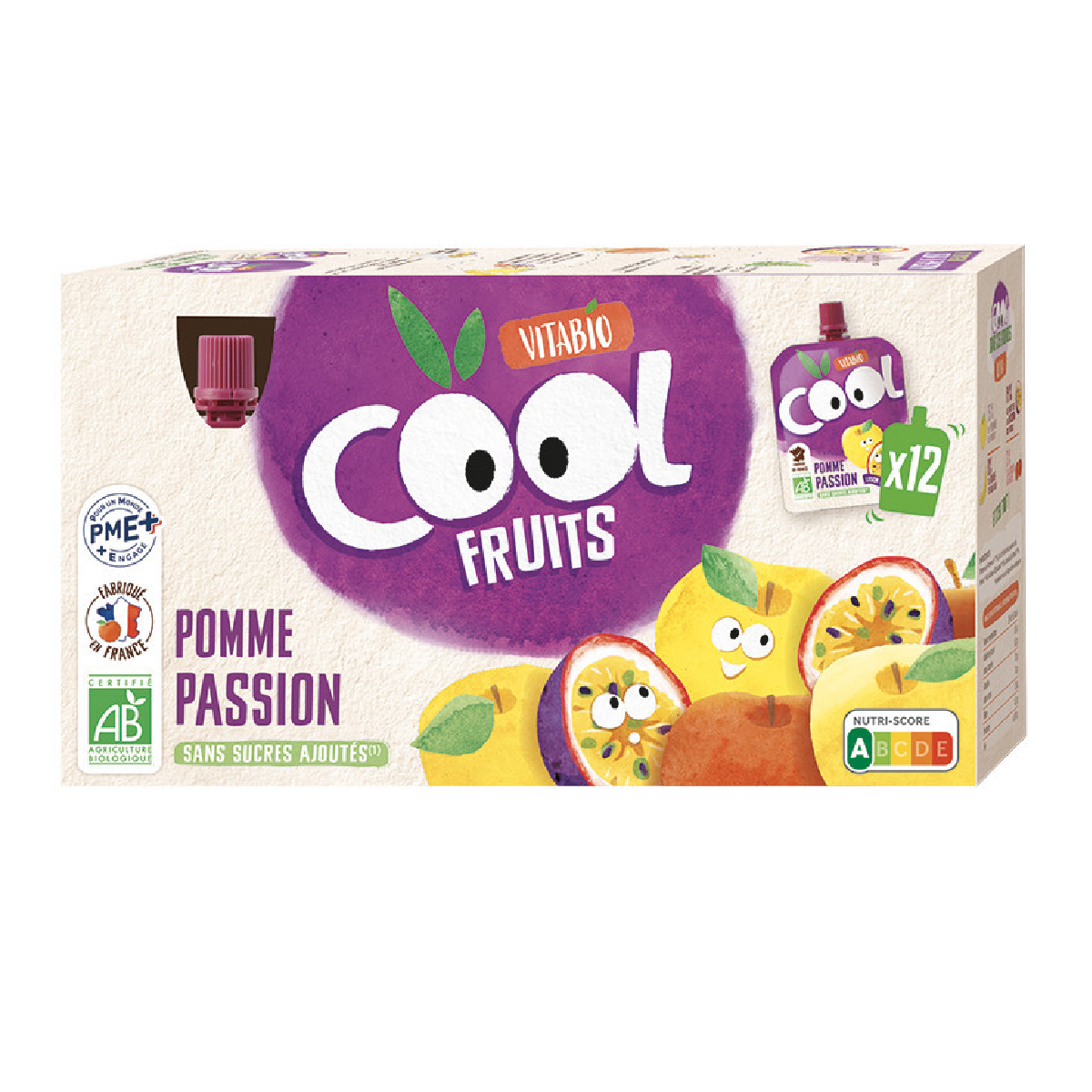 Pack de 12 Cool Fruits Maçã Maracujá 90g VITABIO