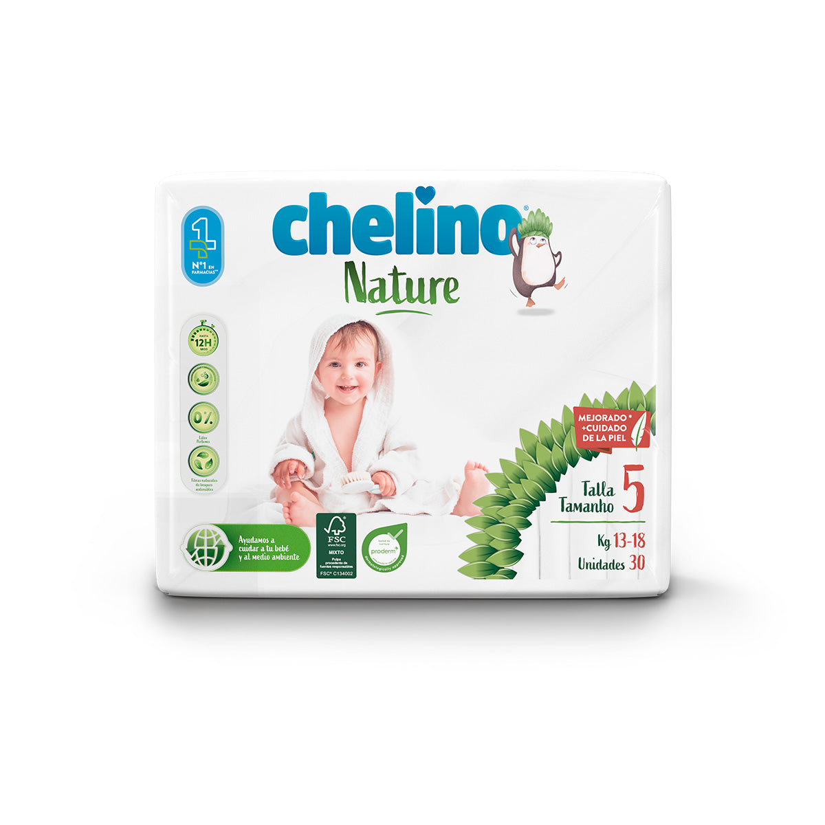 Fraldas Chelino Nature T5 13-18 kg 30 unidades