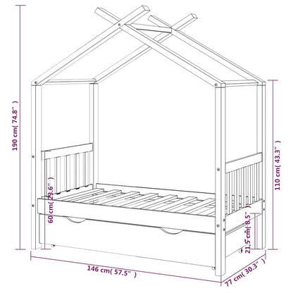 Vidaxl Estructura De Cama Infantil Con Cajón Madera De Pino 70x140 Cm_2