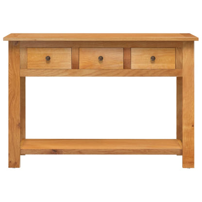 Mesa Consola De Madera Maciza De Roble 110x35x75 Cm_0