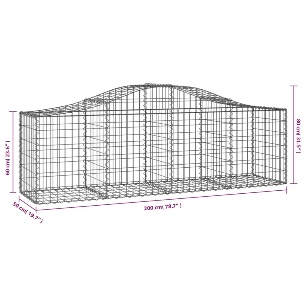 Cestas De Gaviones 10 Uds Forma De Arco Hierro 200x50x60/80 Cm_5