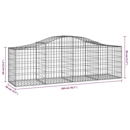 Cestas De Gaviones 10 Uds Forma De Arco Hierro 200x50x60/80 Cm_5