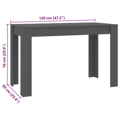 Mesa De Comedor De Aglomerado Gris 120x60x76 Cm_4