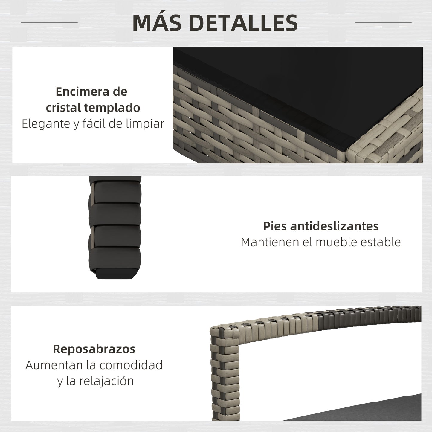 Outsunny Conjunto De Jardín De Ratán Sintético De 4 Piezas Gris_5