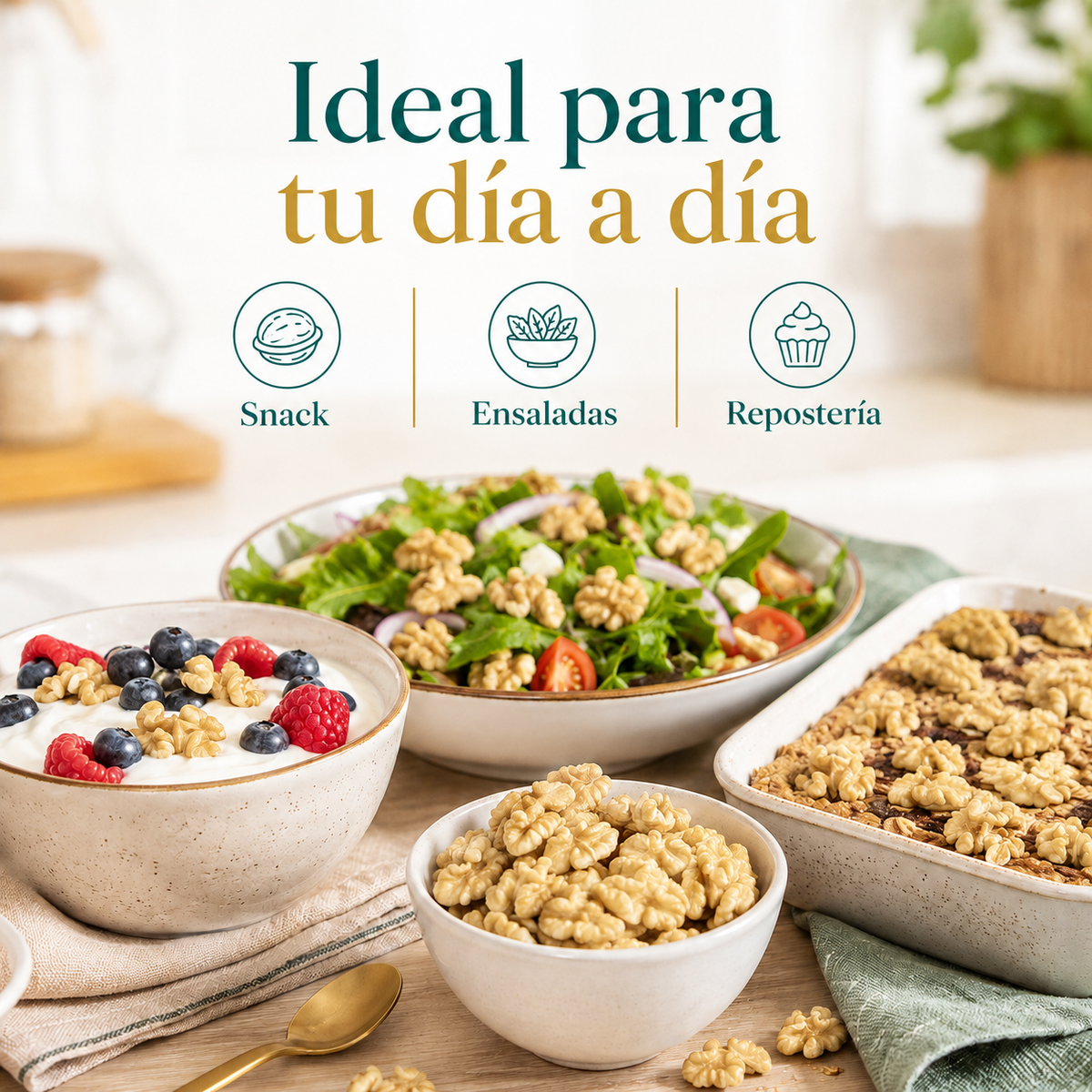 Mitades De Nuez Doradas Premium - Envasadas Al Vacío - 600g | Fruto Seco Premium, Snack Vegano Natural_4