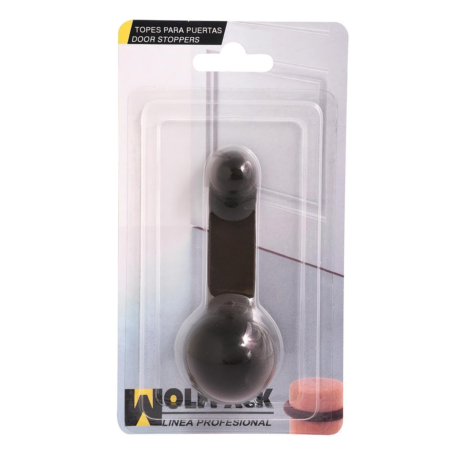 Tope Puerta Adhesivo Con Retenedor Marrón_1
