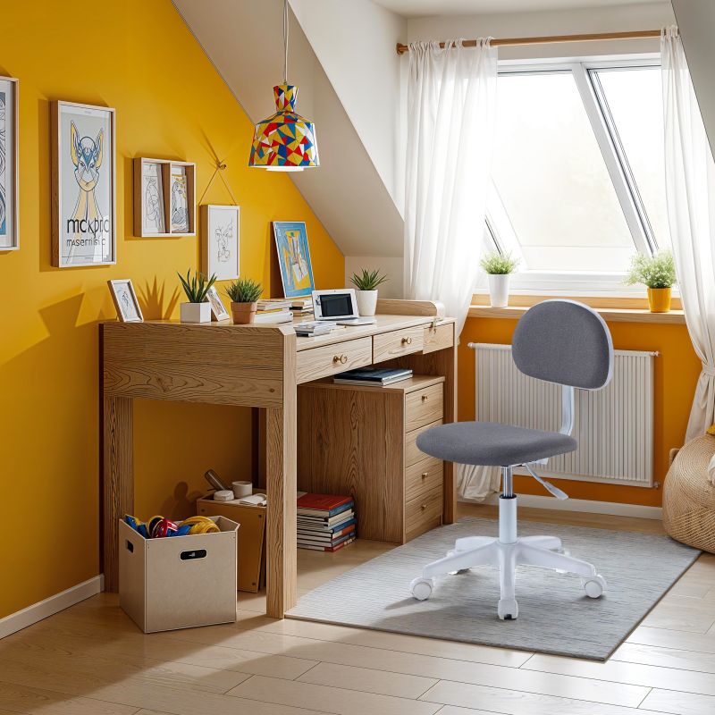 Silla De Estudio Juvenil Lucky Pvc, Gris, 40 X 80 X 50_3