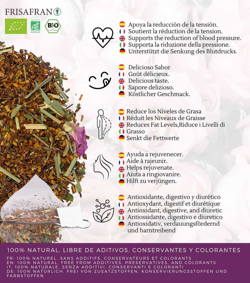 Infusión De Rooibos Antioxidante Ecológica En Pirámides | Calidad | Frisafran 60 Uds_3