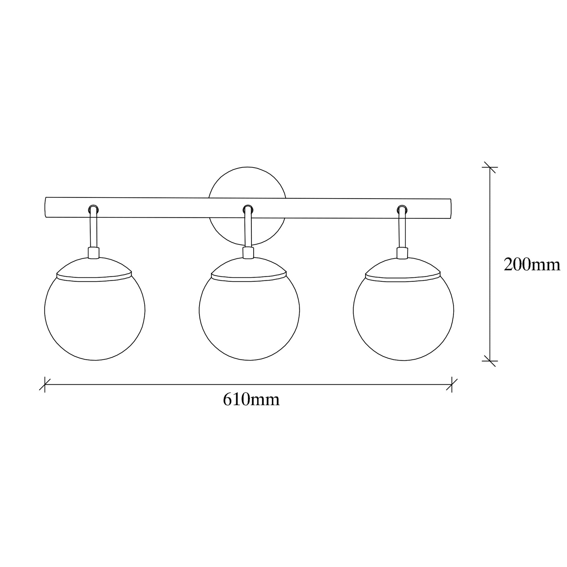 Aplique De Pared, Metal , Negro, 61x28x20, Casquillo 3 X E 27 Max 40 W